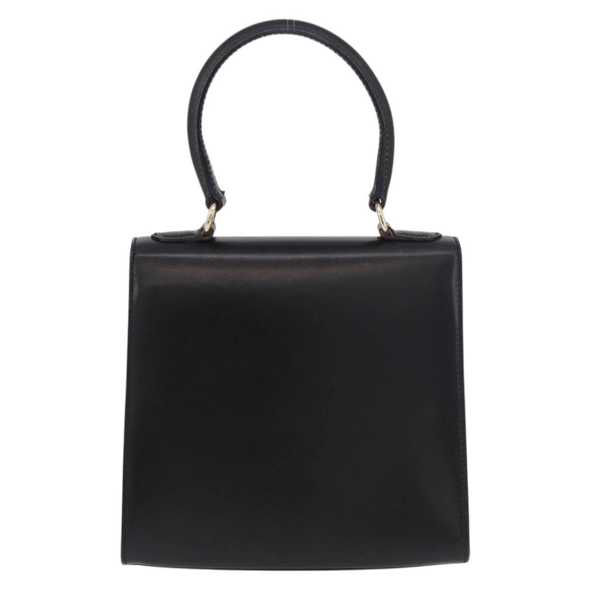 CELINE Hand Bag Leather Black Gold Auth 185644V