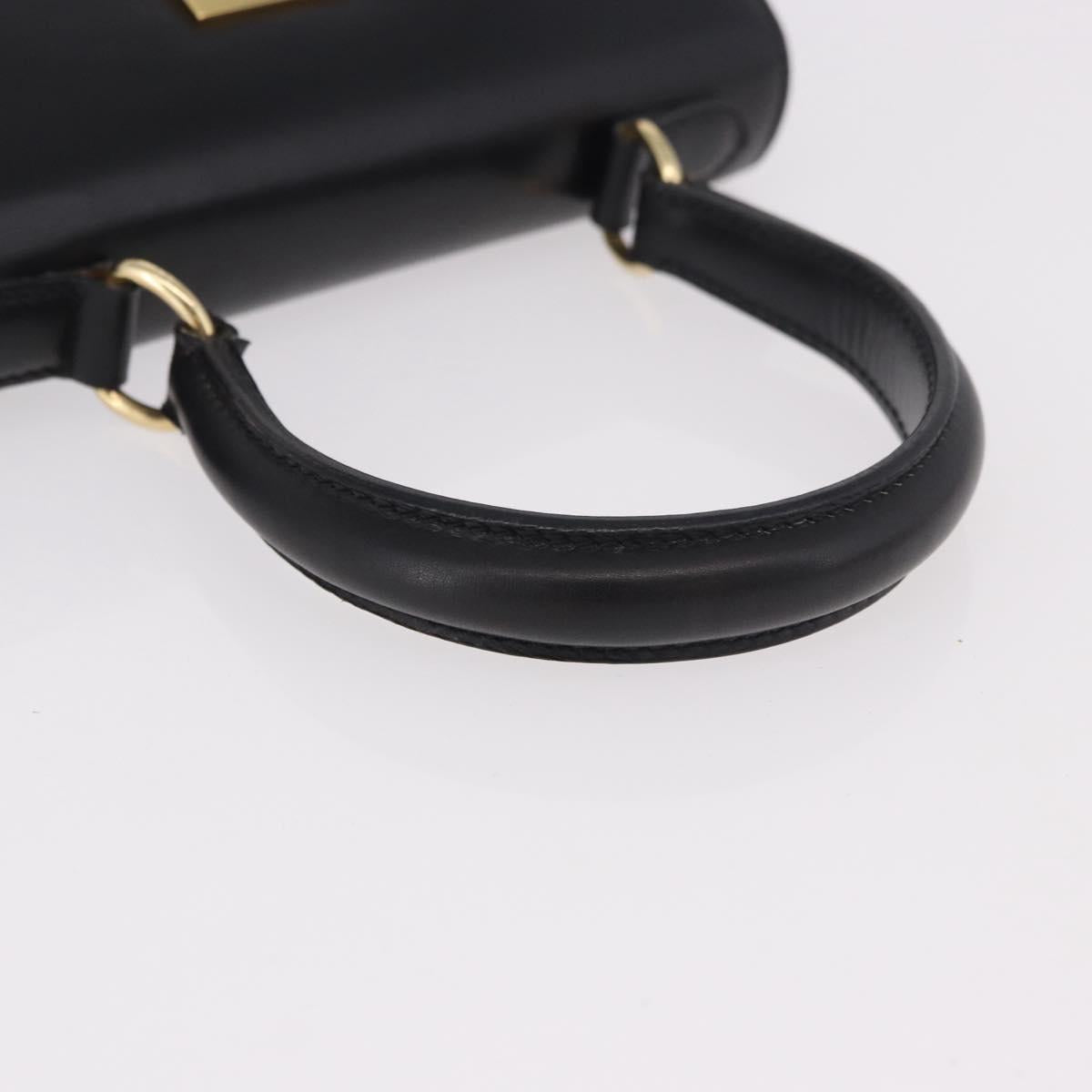 CELINE Hand Bag Leather Black Gold Auth 185644V
