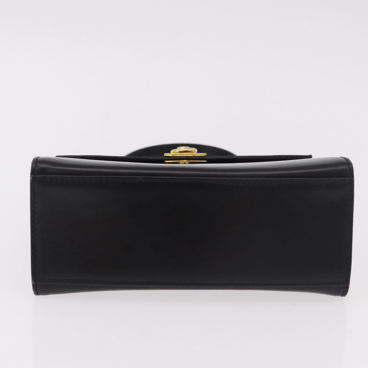 CELINE Hand Bag Leather Black Gold Auth 185644V