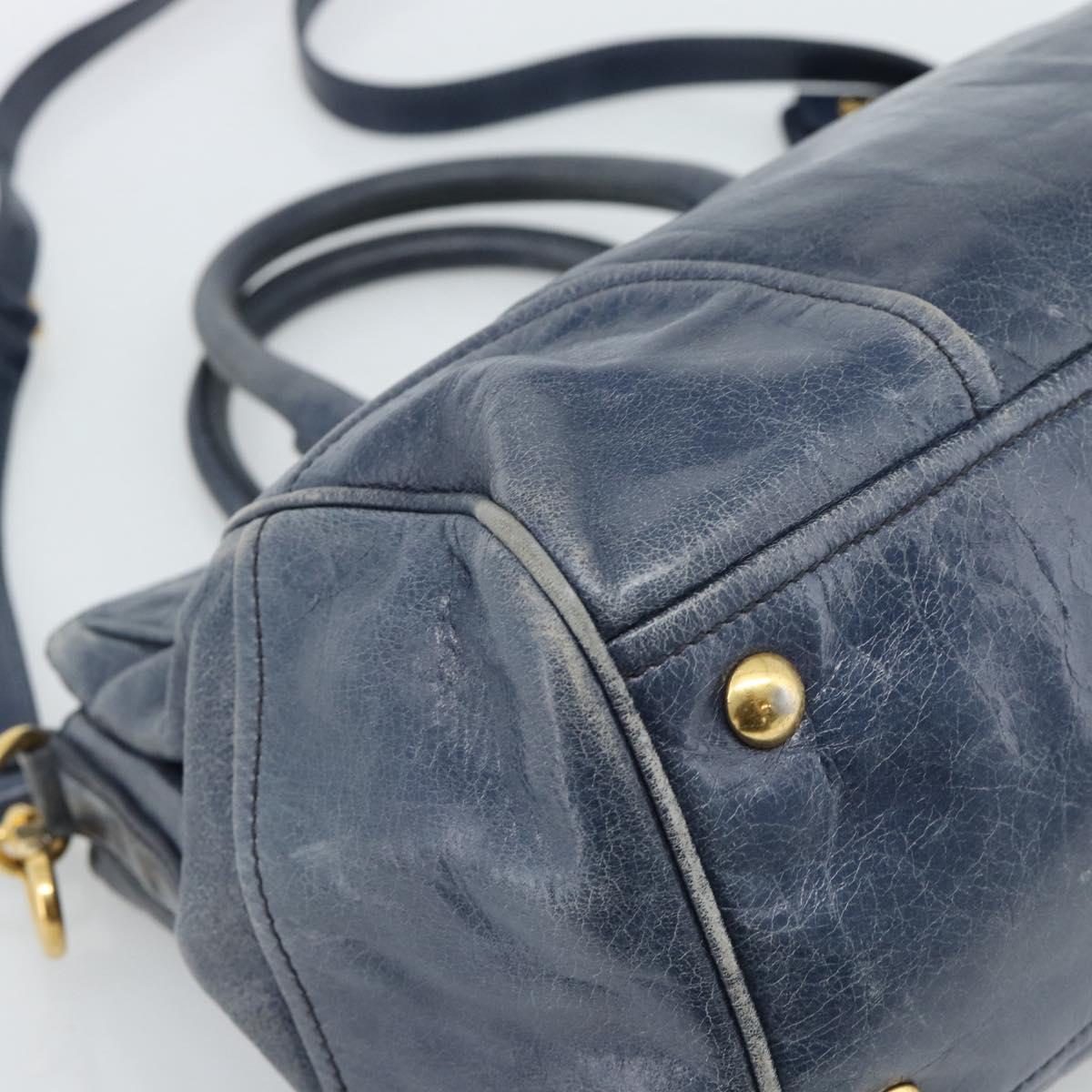 Miu Miu Hand Bag Leather 2way Navy Gold Auth 185645V
