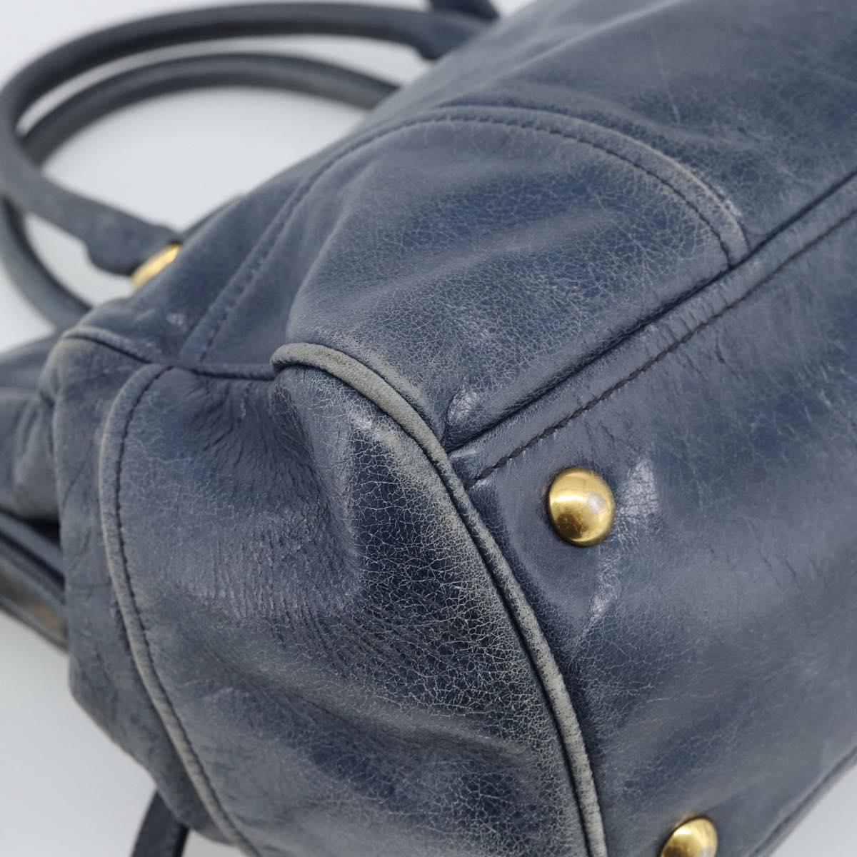 Miu Miu Hand Bag Leather 2way Navy Gold Auth 185645V