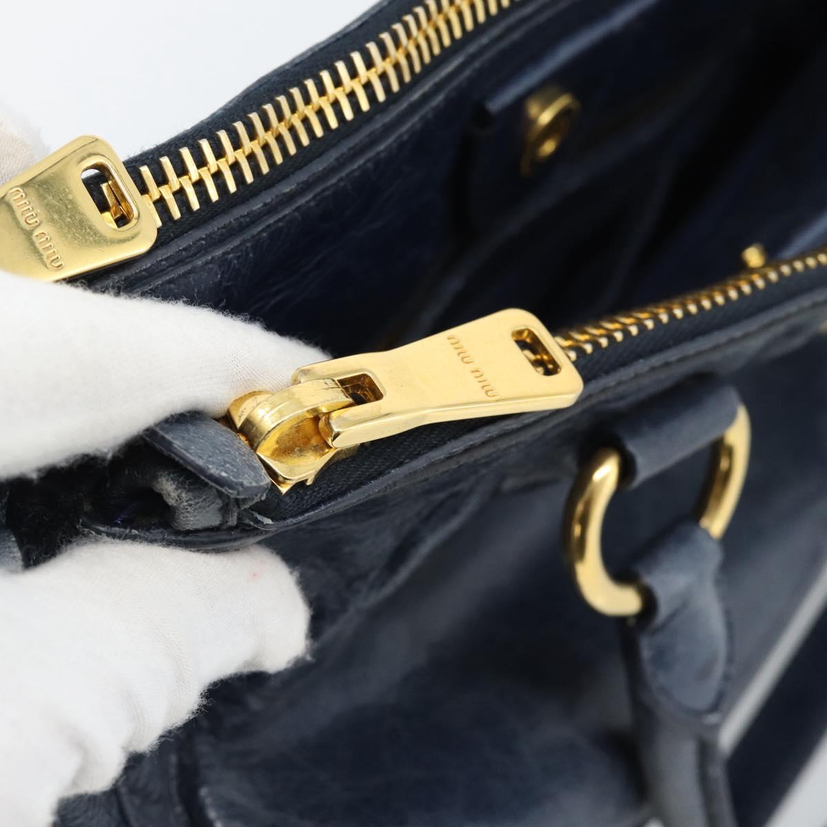Miu Miu Hand Bag Leather 2way Navy Gold Auth 185645V