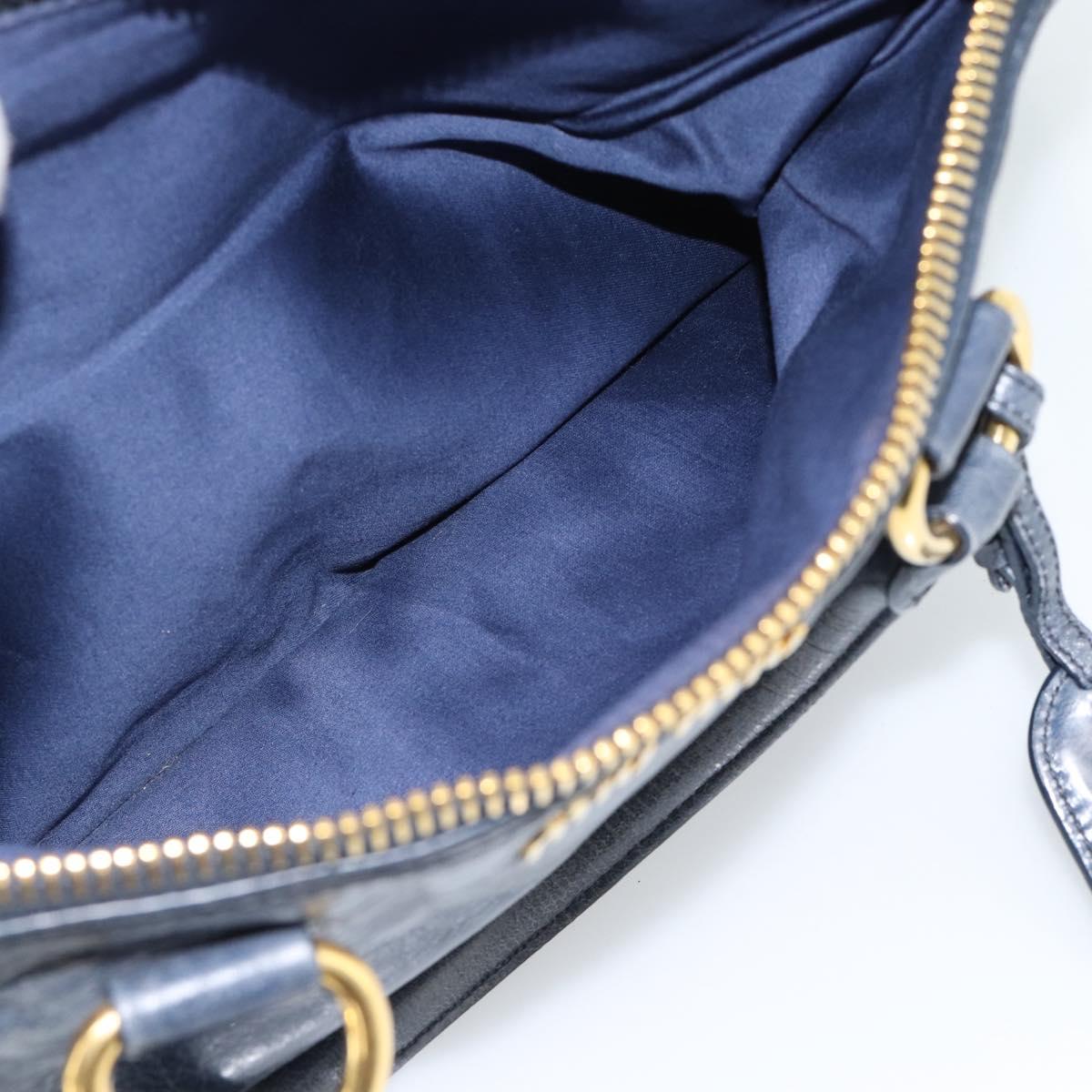 Miu Miu Hand Bag Leather 2way Navy Gold Auth 185645V
