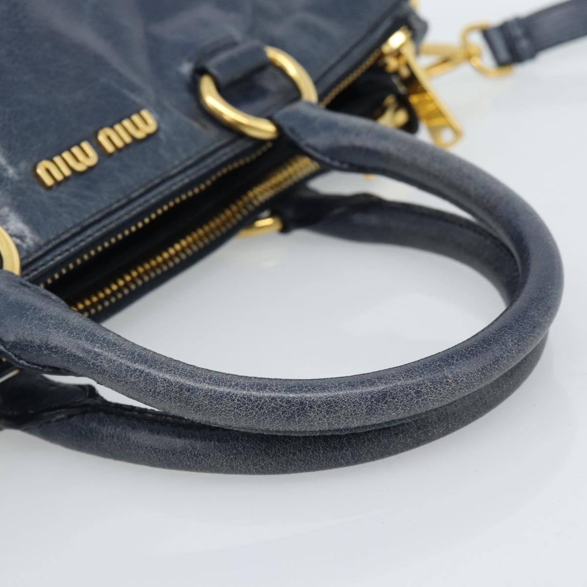 Miu Miu Hand Bag Leather 2way Navy Gold Auth 185645V