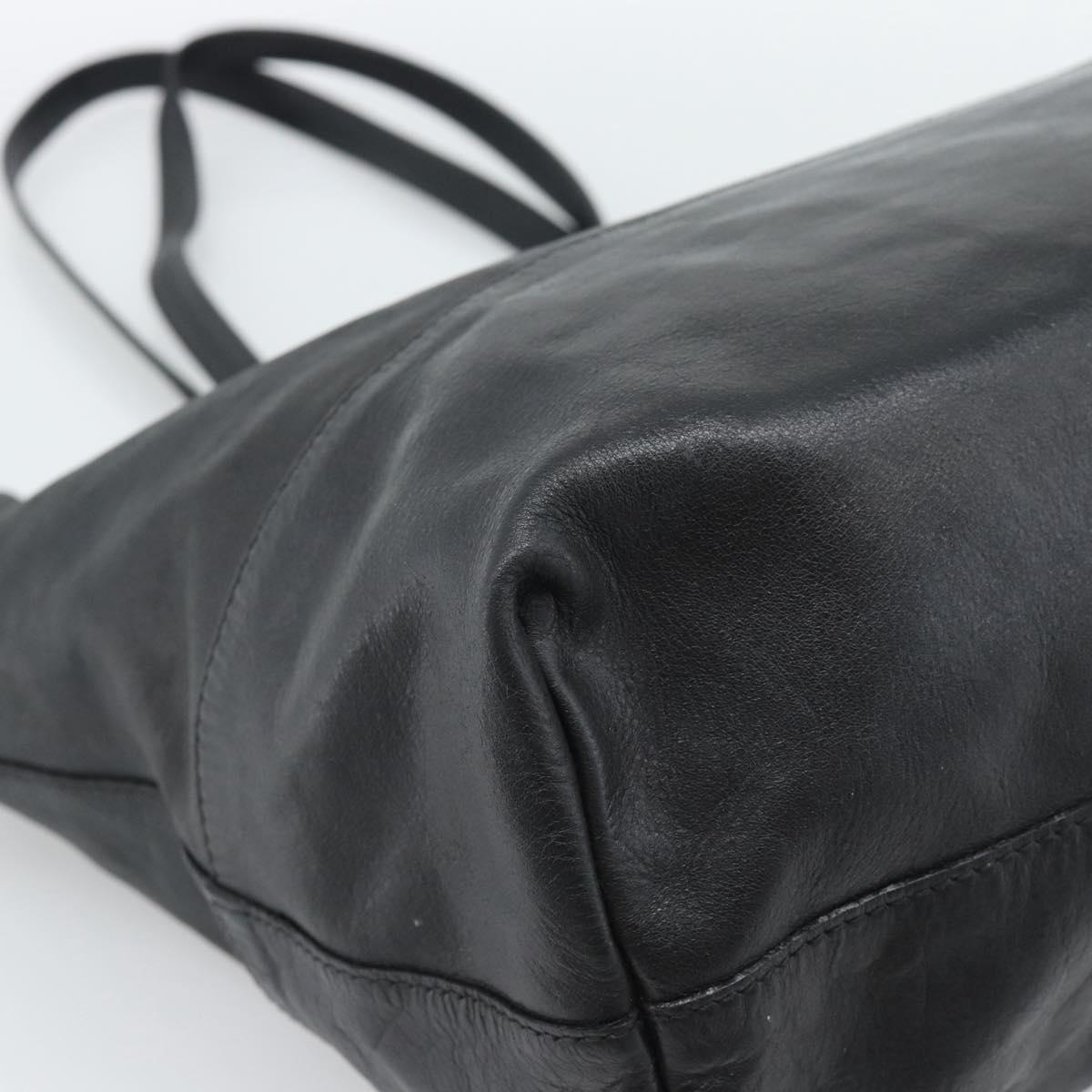 Miu Miu Tote Bag Leather Black Gold Auth 185646A