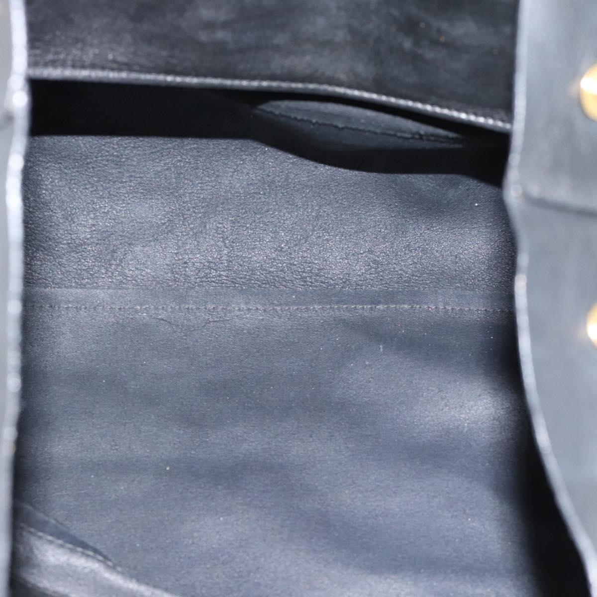 Miu Miu Tote Bag Leather Black Gold Auth 185646A