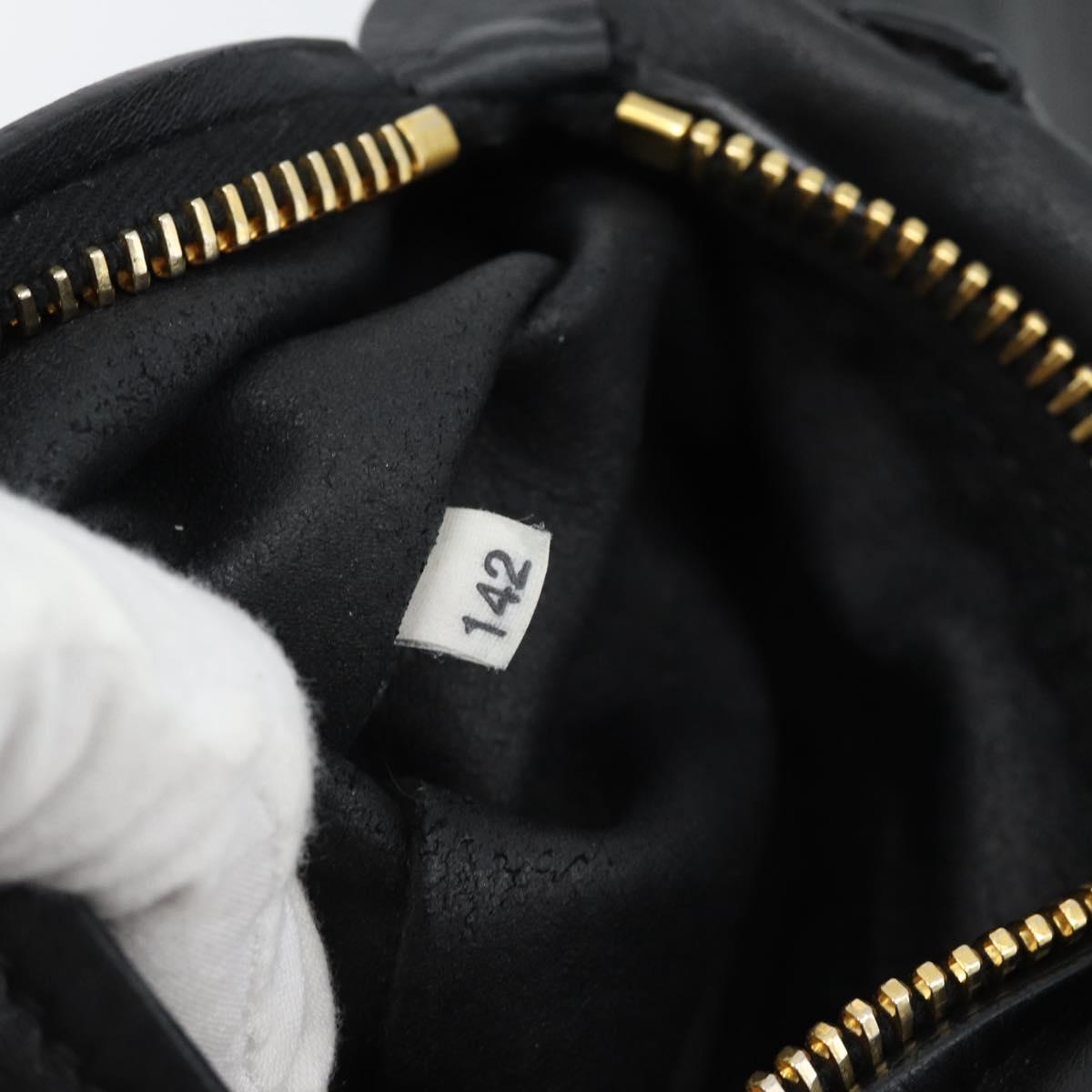 Miu Miu Tote Bag Leather Black Gold Auth 185646A
