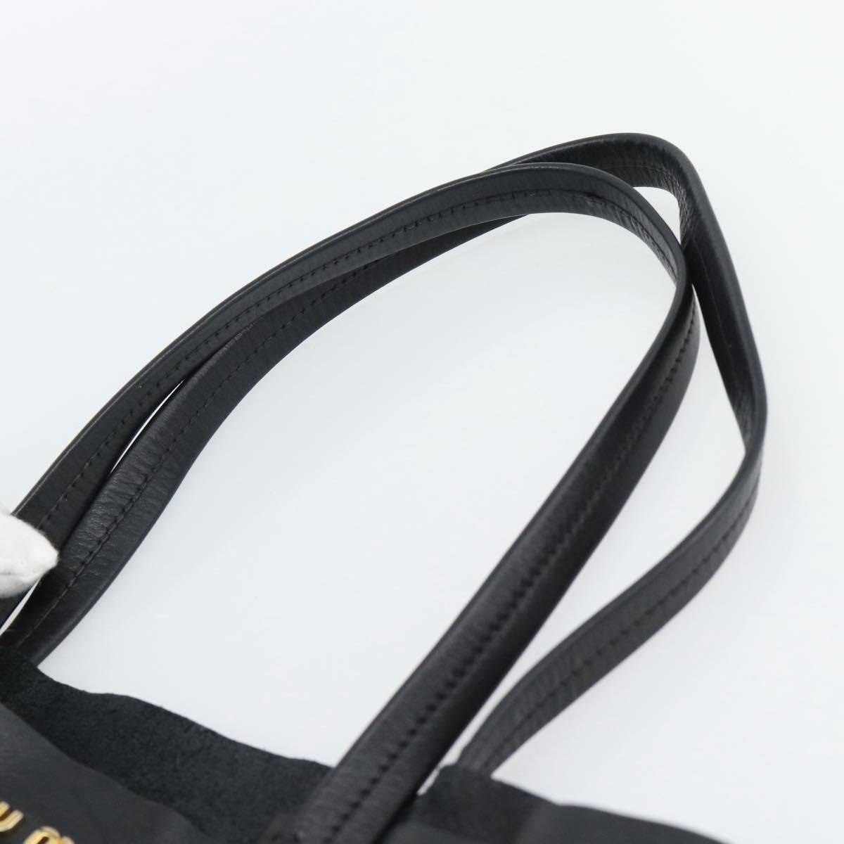 Miu Miu Tote Bag Leather Black Gold Auth 185646A