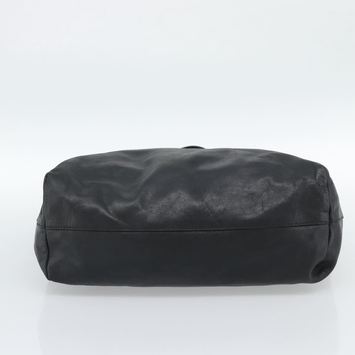 Miu Miu Tote Bag Leather Black Gold Auth 185646A