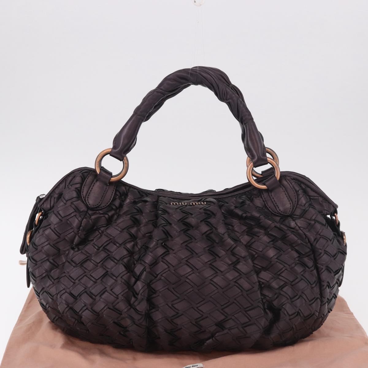 Miu Miu Hand Bag Leather Purple Auth 185647M