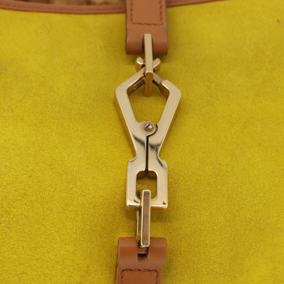 GUCCI Jackie Shoulder Bag Suede Yellow Gold 001 4060 Auth 185648