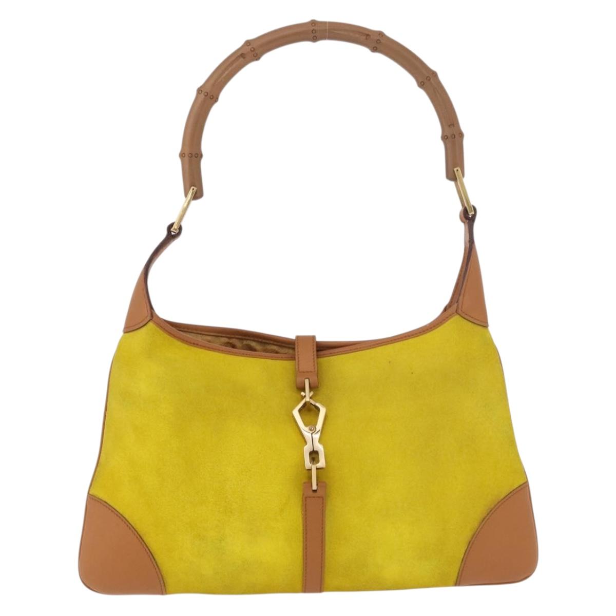 GUCCI Jackie Shoulder Bag Suede Yellow Gold 001 4060 Auth 185648