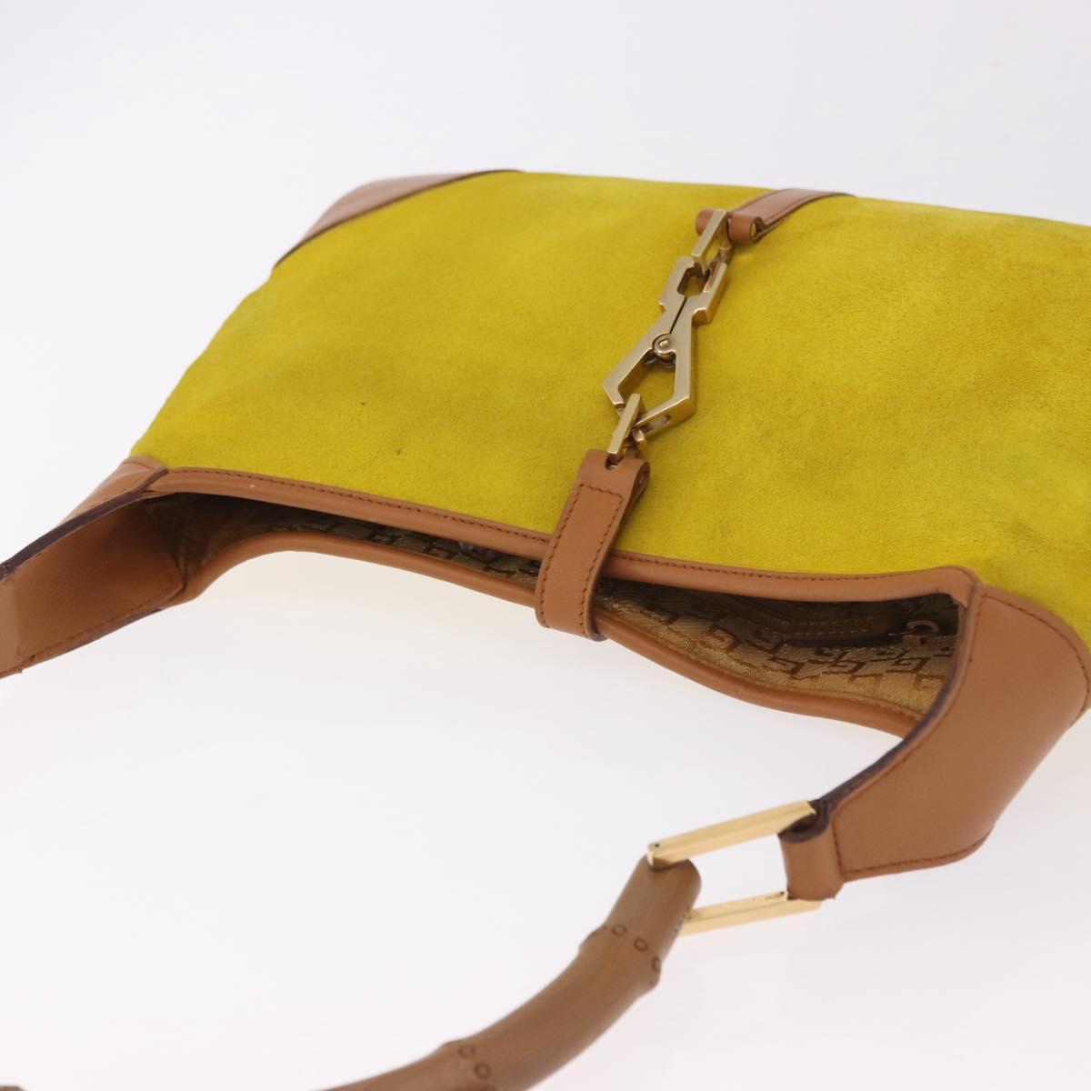 GUCCI Jackie Shoulder Bag Suede Yellow Gold 001 4060 Auth 185648