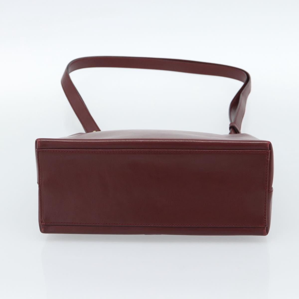 Salvatore Ferragamo Gancini Hand Bag Leather 2way Bordeaux Gold Auth 185652A