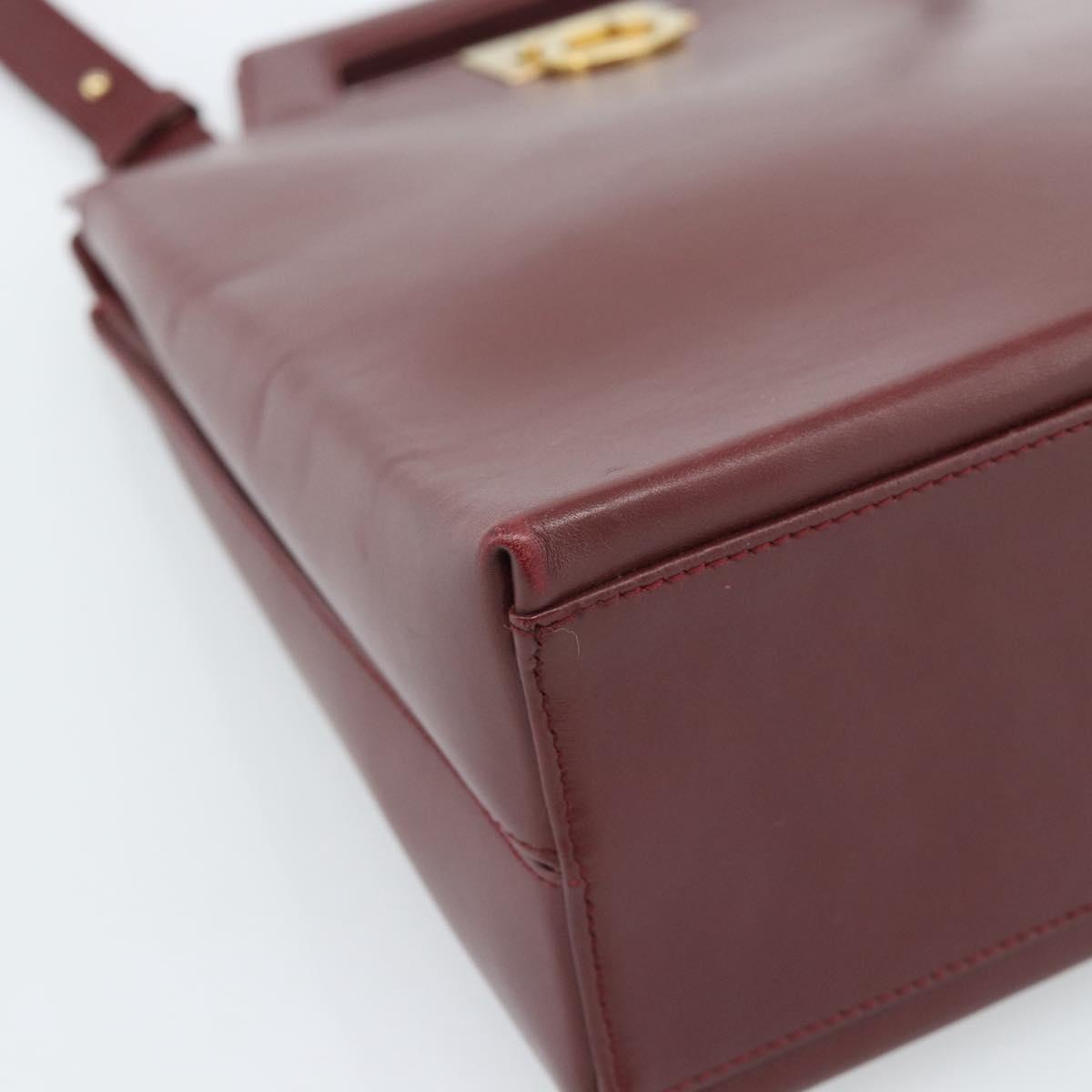 Salvatore Ferragamo Gancini Hand Bag Leather 2way Bordeaux Gold Auth 185652A