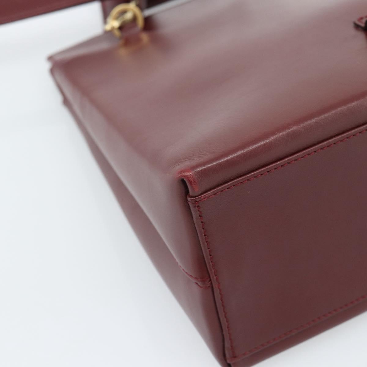Salvatore Ferragamo Gancini Hand Bag Leather 2way Bordeaux Gold Auth 185652A