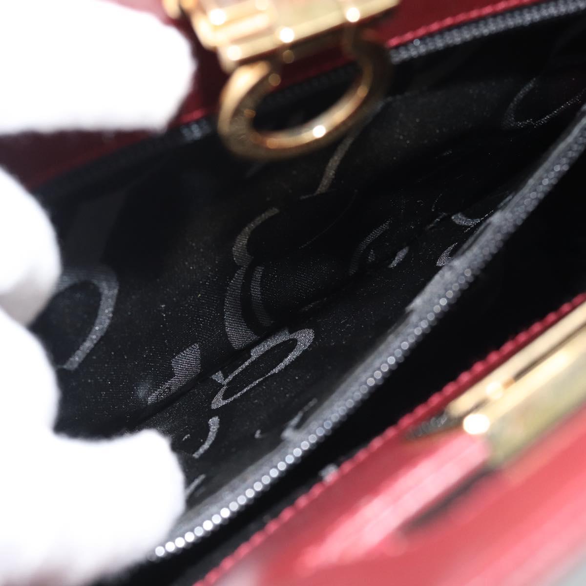 Salvatore Ferragamo Gancini Hand Bag Leather 2way Bordeaux Gold Auth 185652A