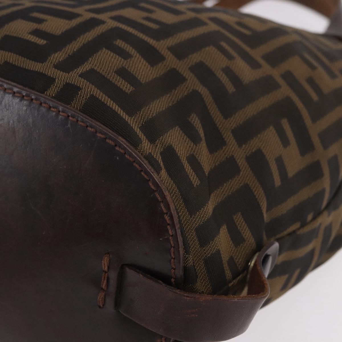 FENDI Zucca Canvas Hand Bag Black Brown Auth 185654