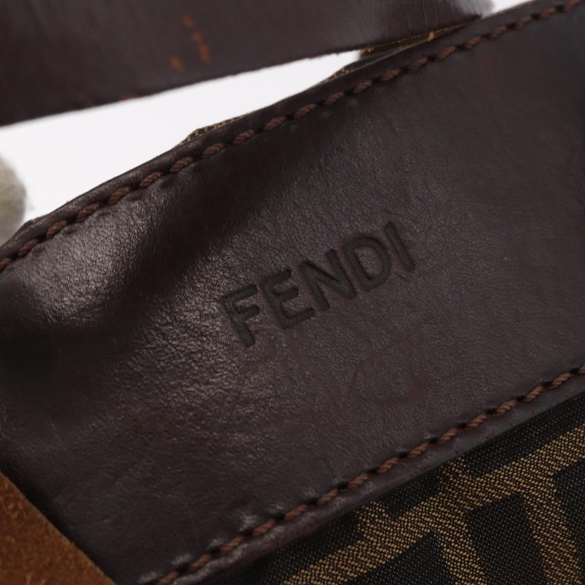 FENDI Zucca Canvas Hand Bag Black Brown Auth 185654