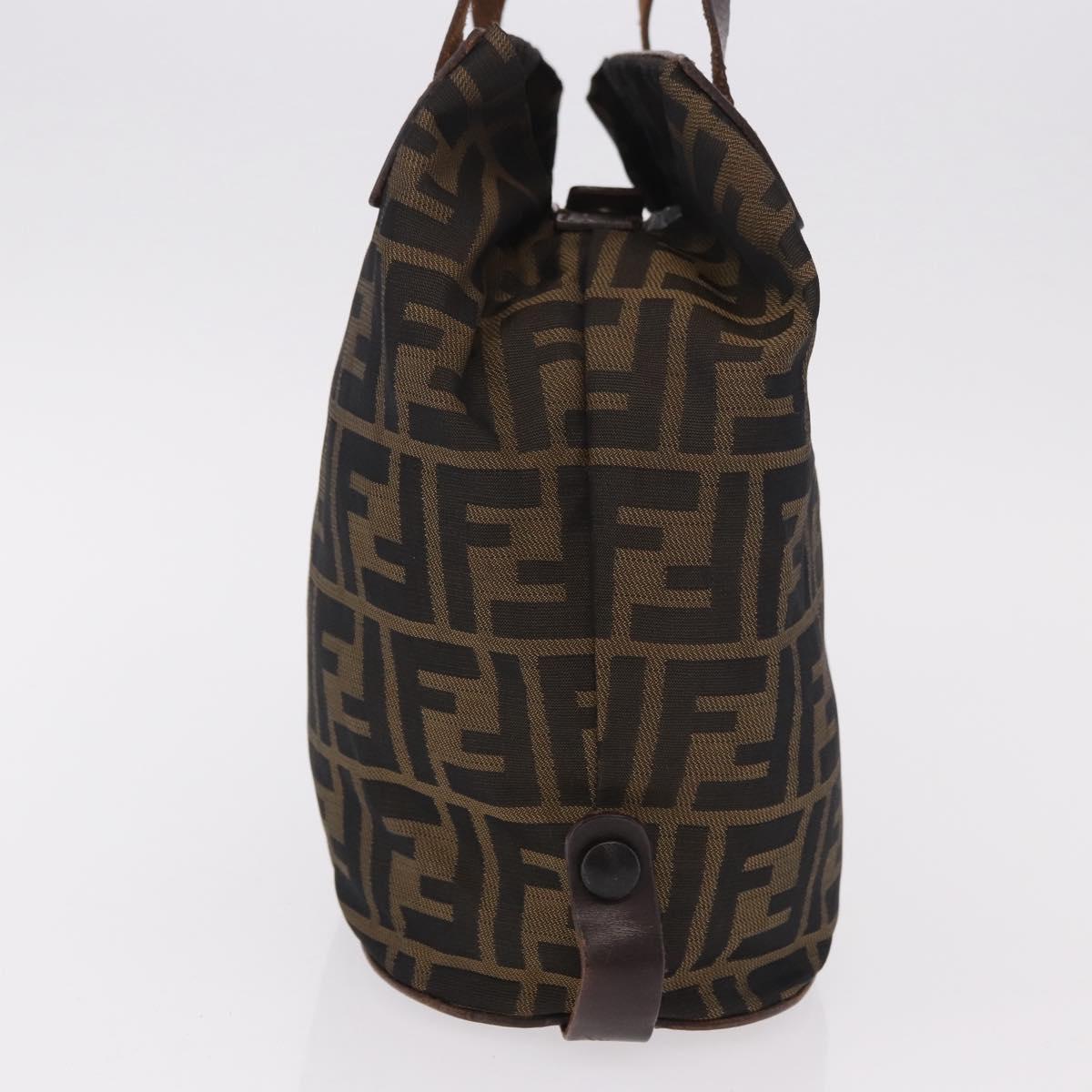 FENDI Zucca Canvas Hand Bag Black Brown Auth 185654