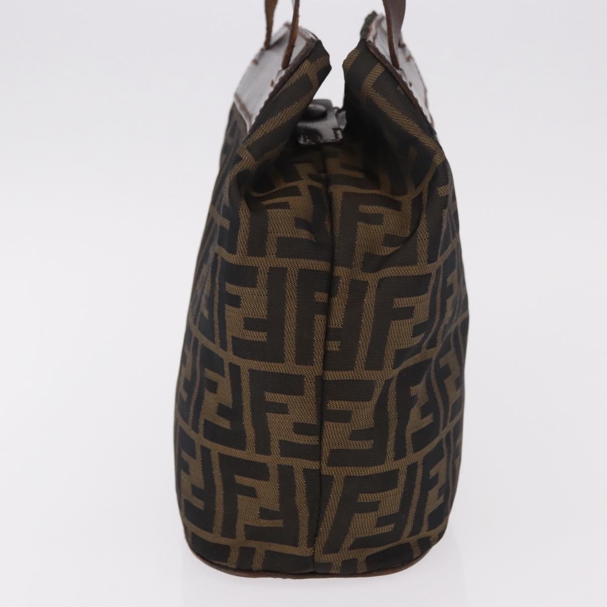 FENDI Zucca Canvas Hand Bag Black Brown Auth 185654