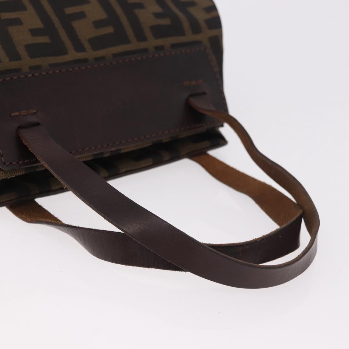 FENDI Zucca Canvas Hand Bag Black Brown Auth 185654