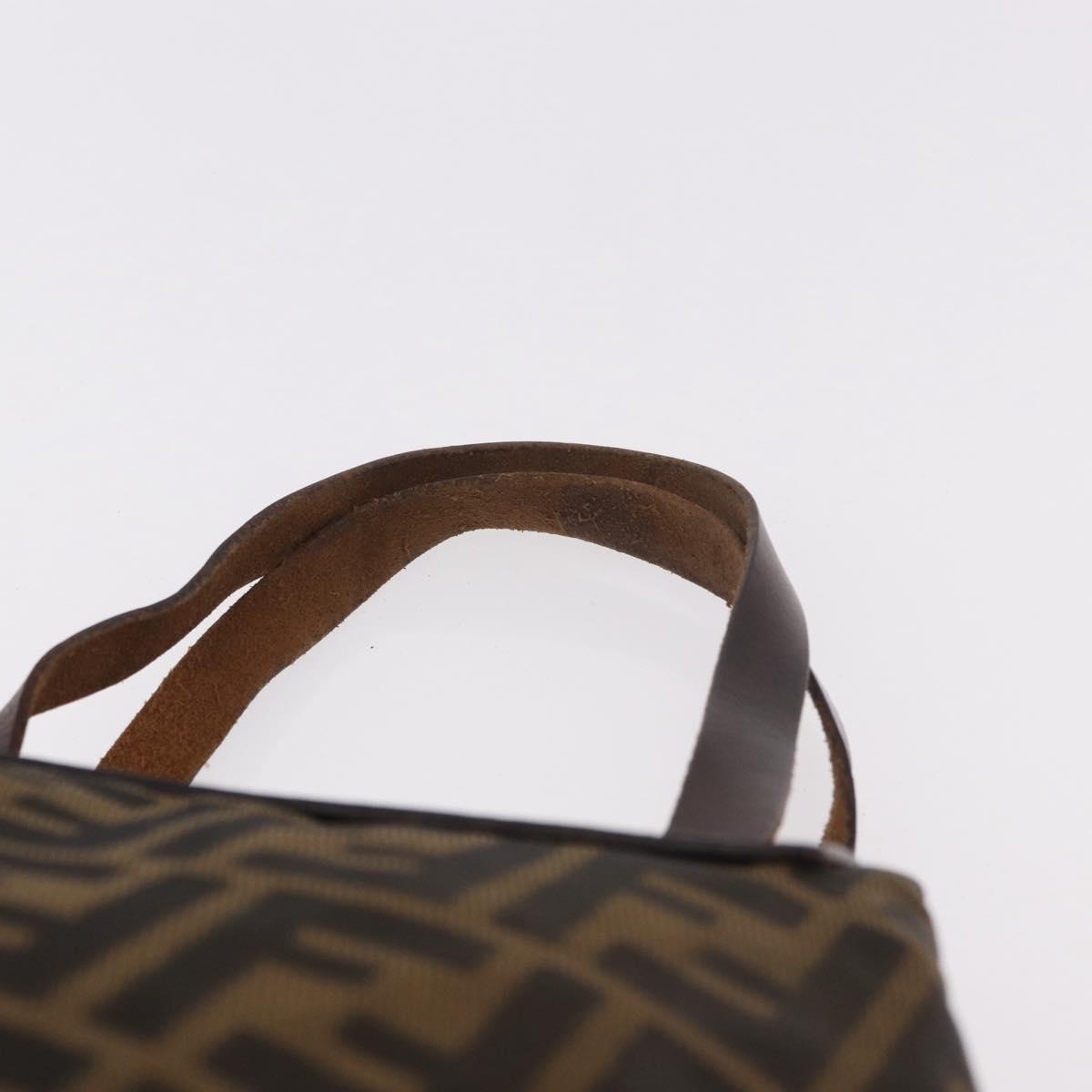 FENDI Zucca Canvas Hand Bag Black Brown Auth 185654