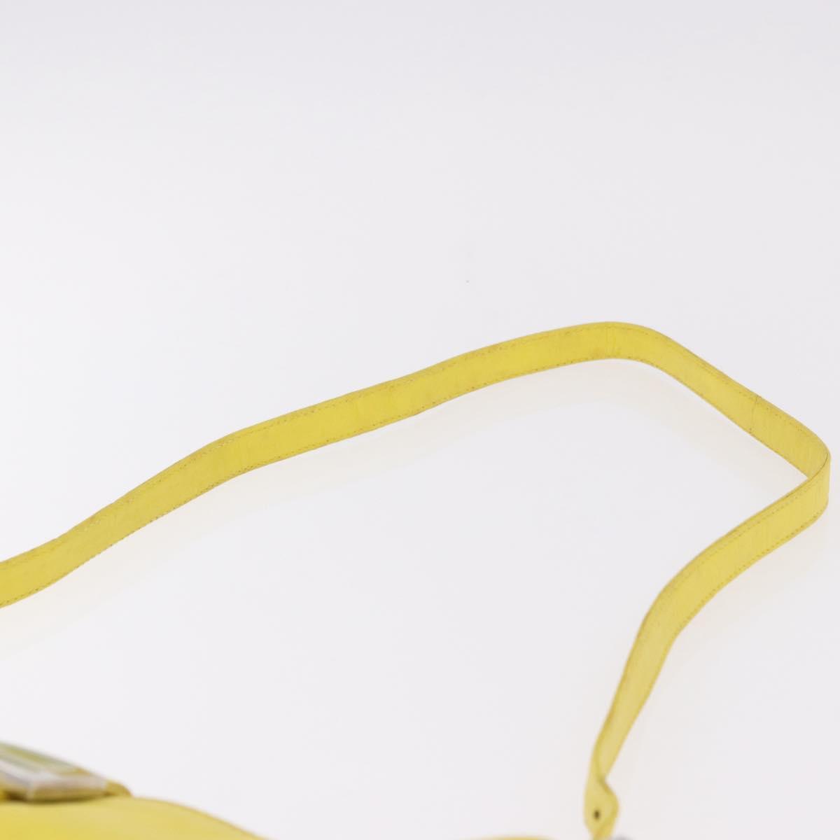 FENDI Mamma Baguette Shoulder Bag Leather Yellow Silver Auth 185657