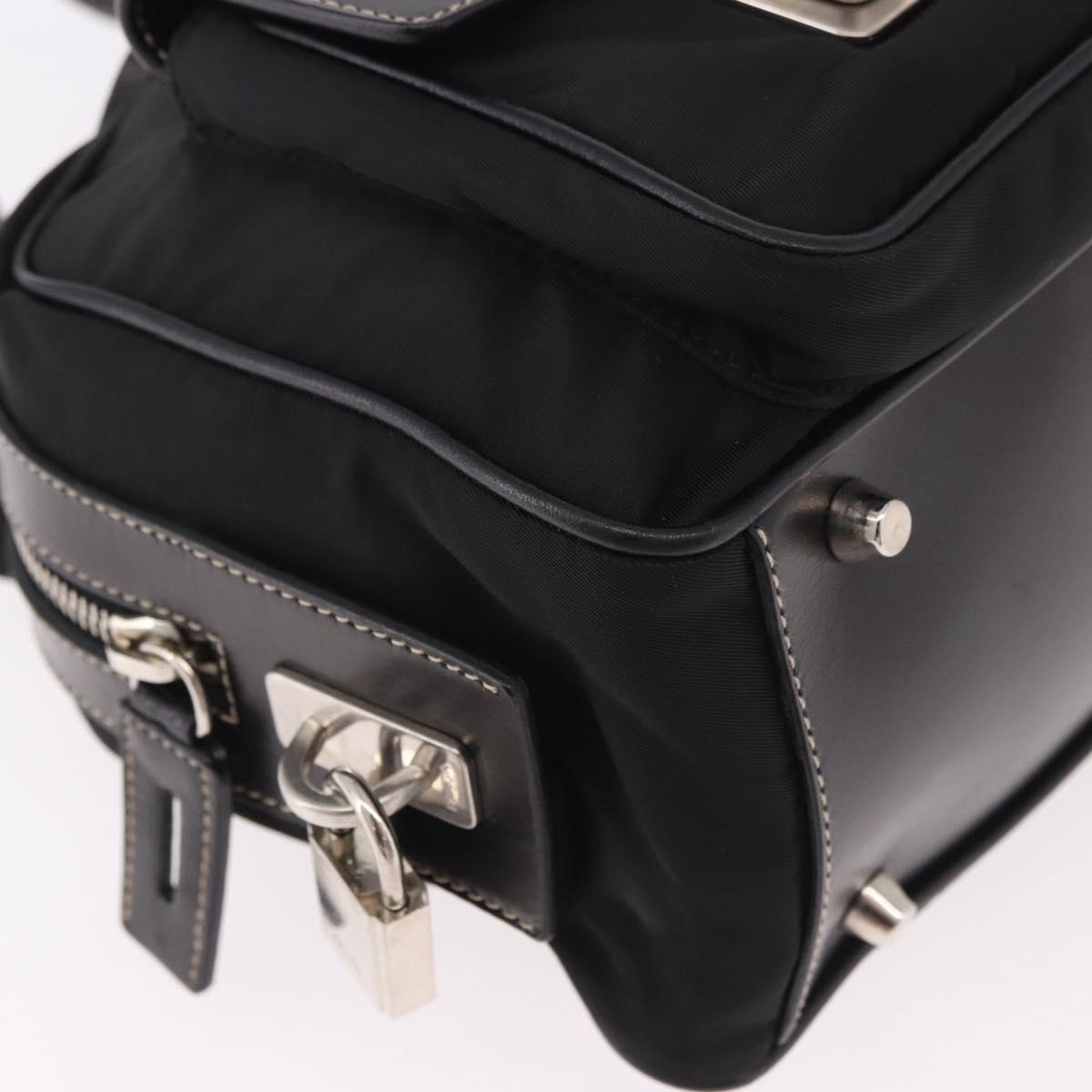 PRADA Shoulder Bag Nylon Black Silver Auth 185658SAM