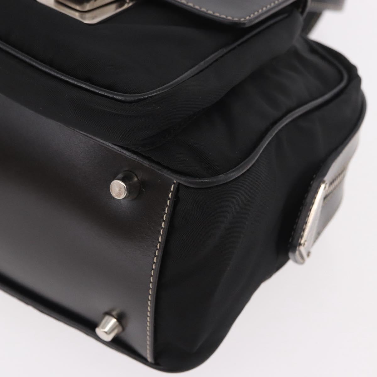 PRADA Shoulder Bag Nylon Black Silver Auth 185658SAM
