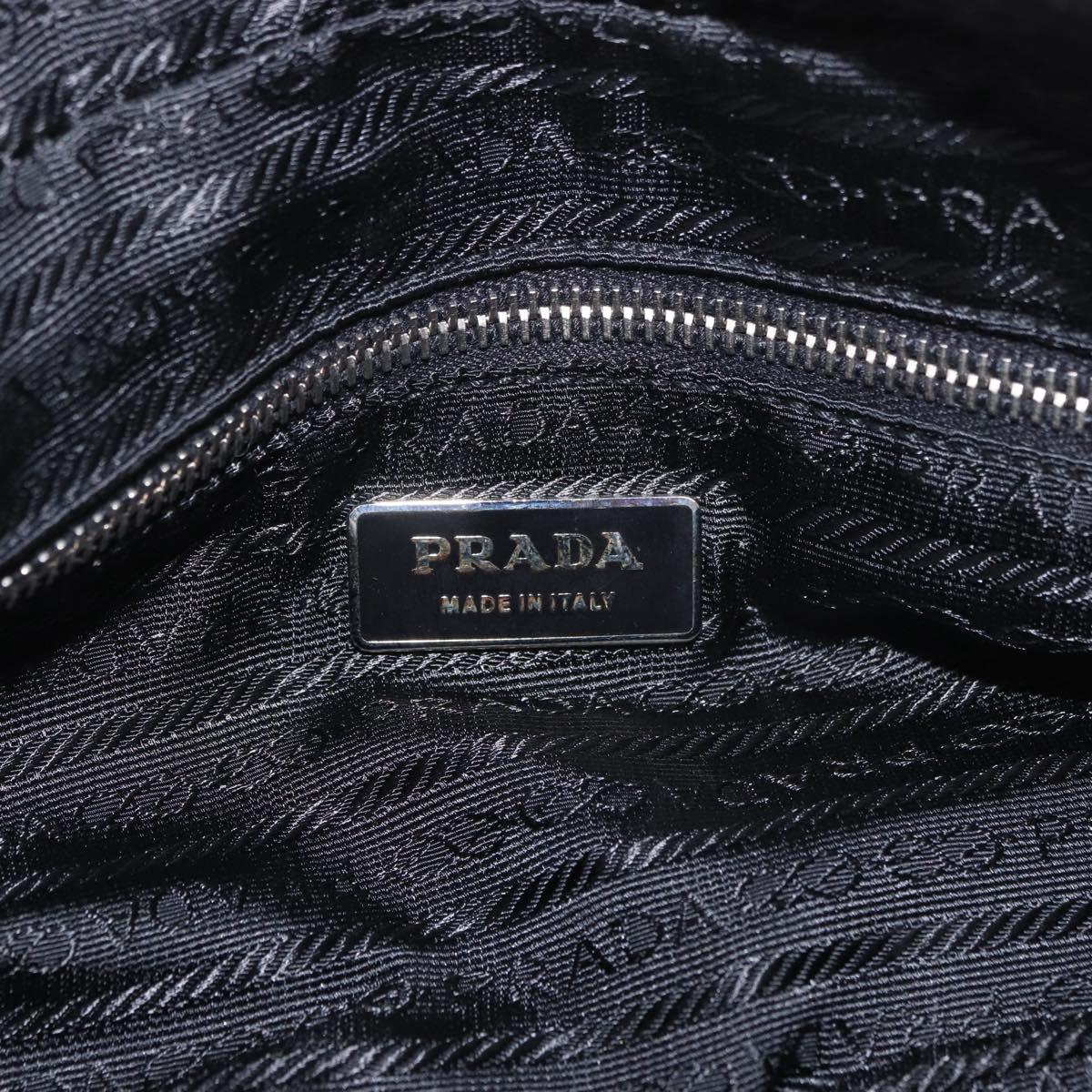 PRADA Shoulder Bag Nylon Black Silver Auth 185658SAM