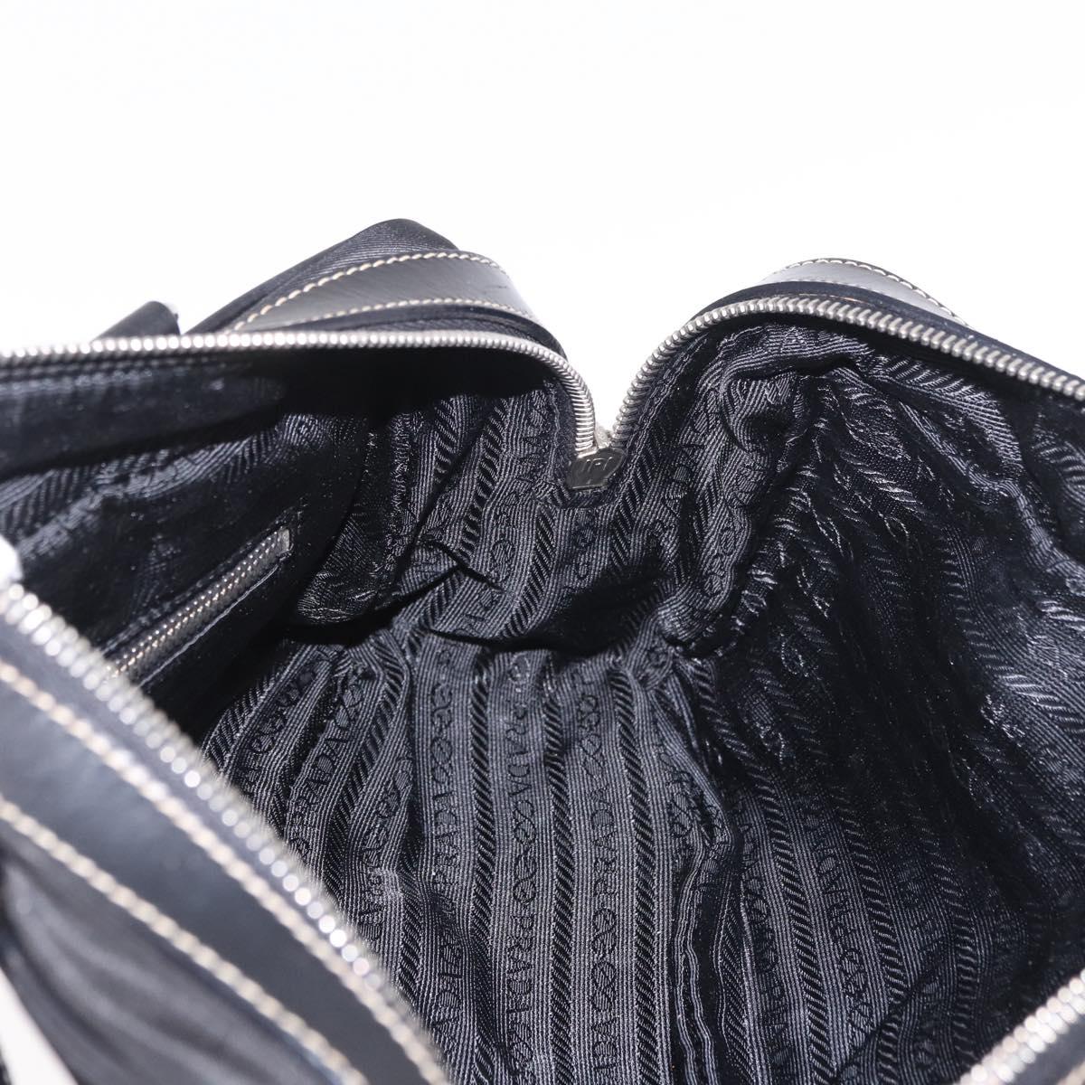 PRADA Shoulder Bag Nylon Black Silver Auth 185658SAM