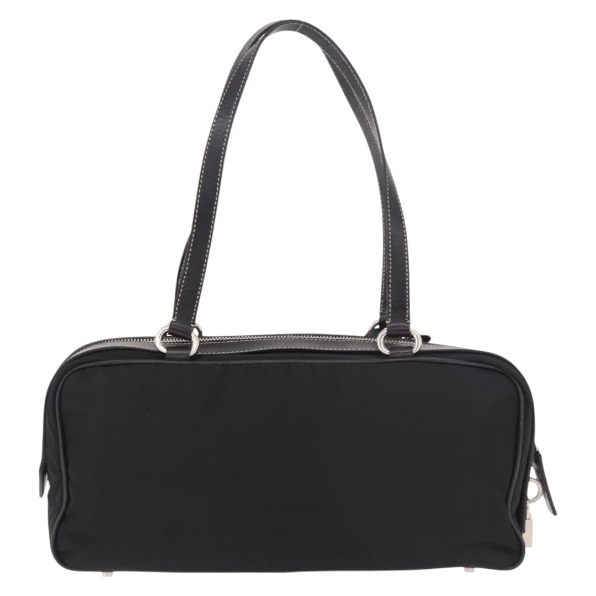 PRADA Shoulder Bag Nylon Black Silver Auth 185658SAM