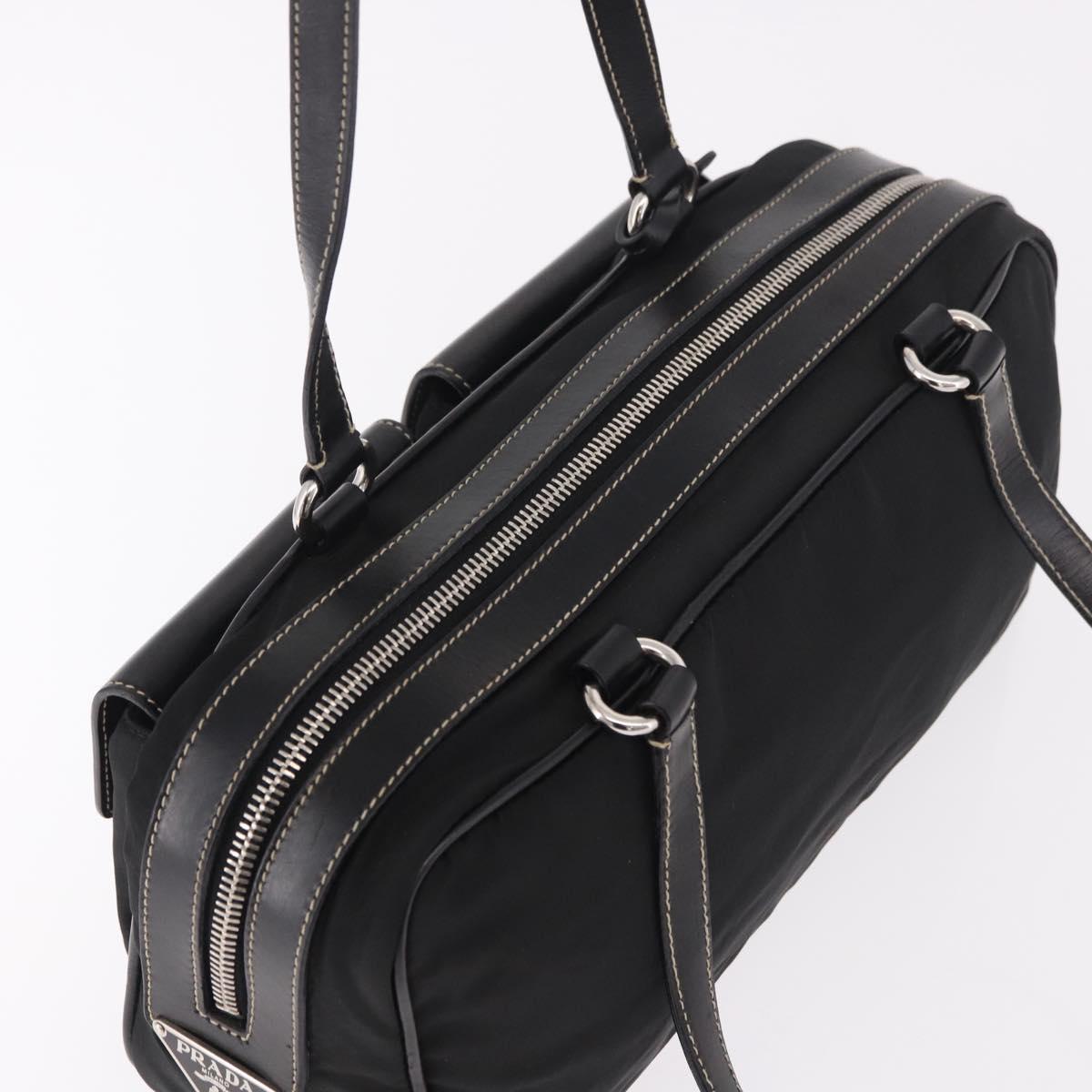 PRADA Shoulder Bag Nylon Black Silver Auth 185658SAM