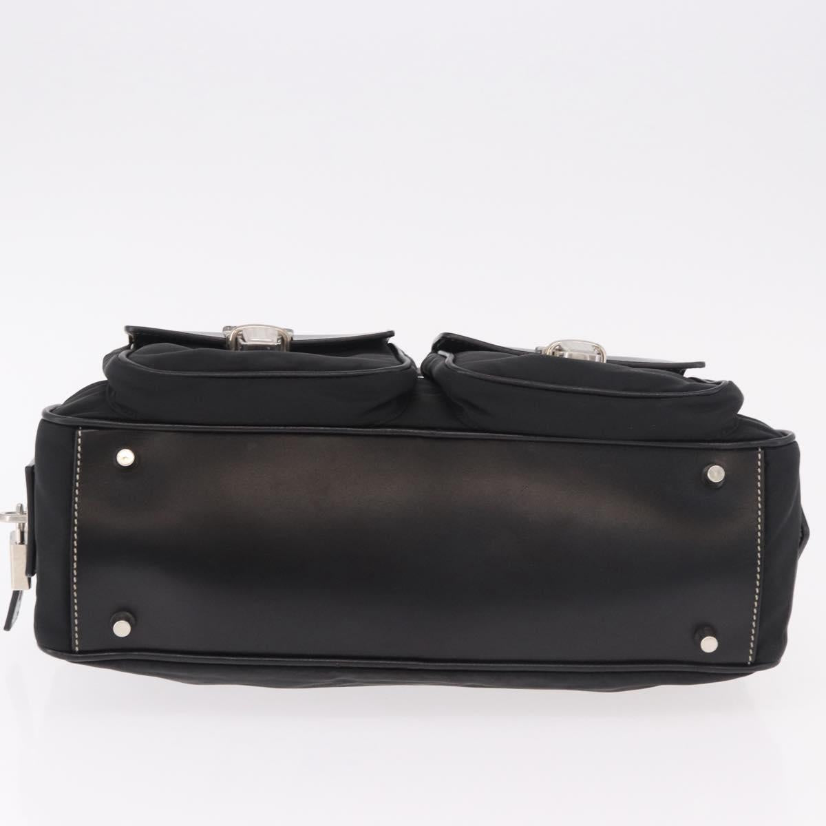 PRADA Shoulder Bag Nylon Black Silver Auth 185658SAM