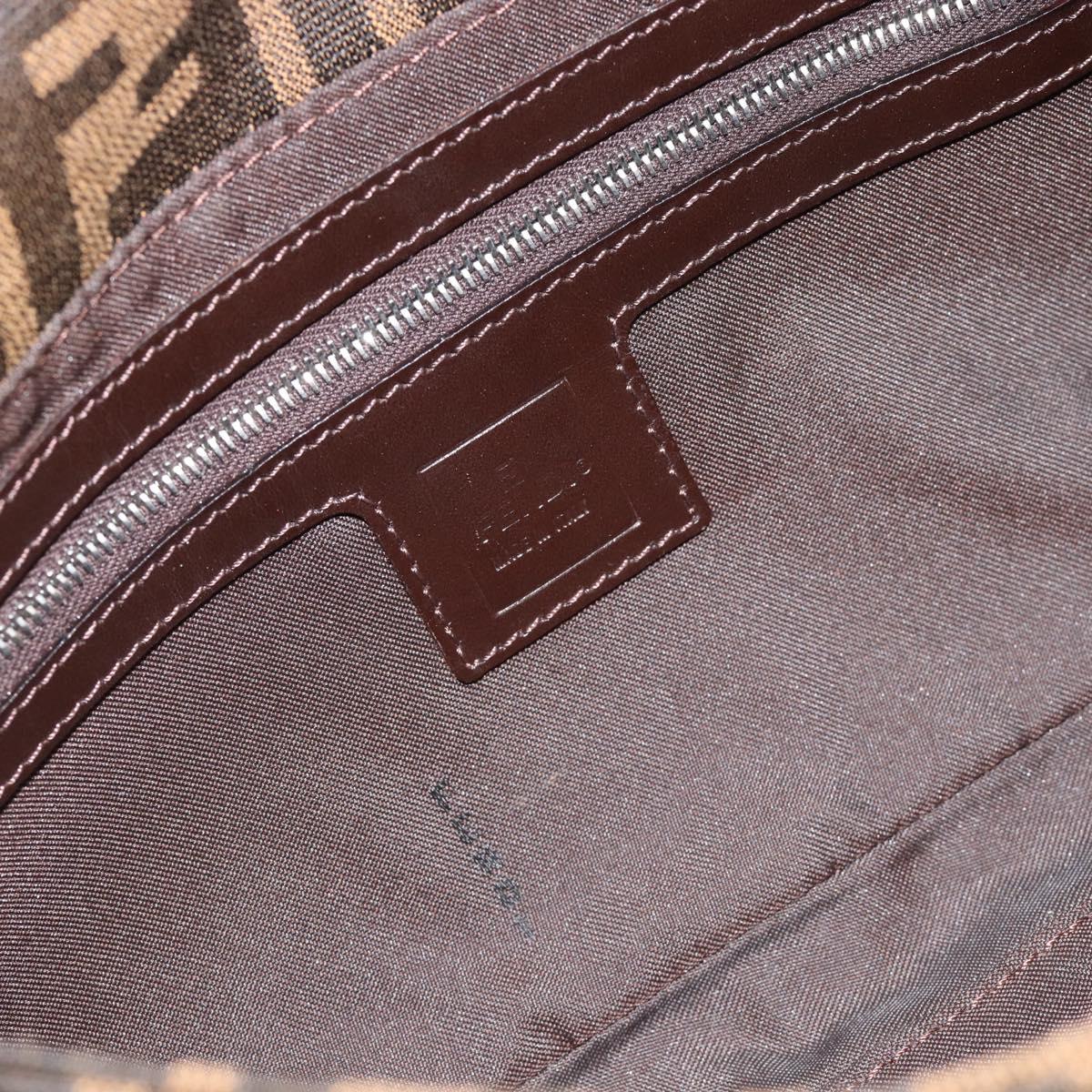 FENDI Zucca Canvas Mamma Baguette Shoulder Bag Black Brown Auth 185659SAM