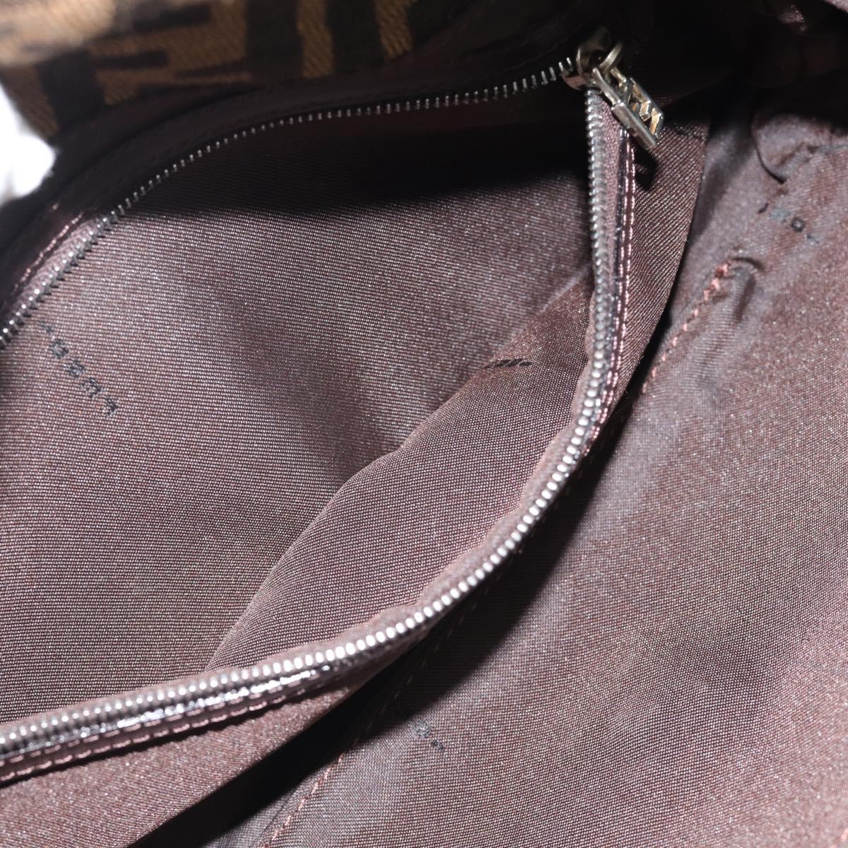 FENDI Zucca Canvas Mamma Baguette Shoulder Bag Black Brown Auth 185659SAM