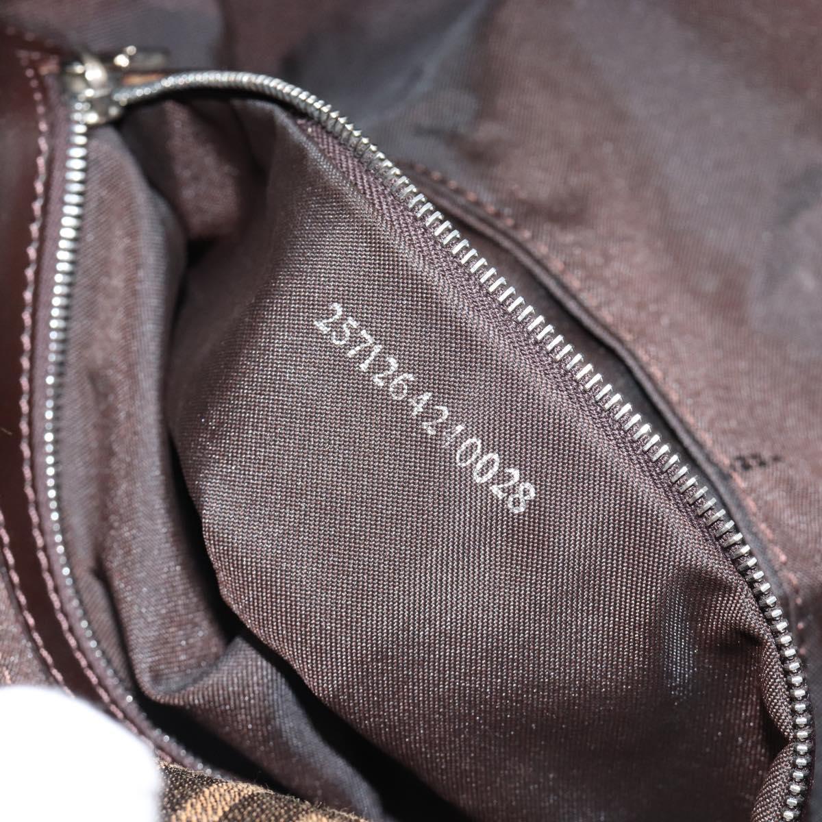 FENDI Zucca Canvas Mamma Baguette Shoulder Bag Black Brown Auth 185659SAM