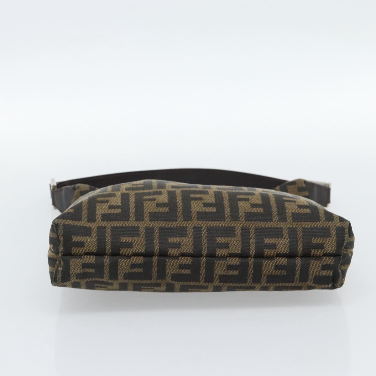 FENDI Zucca Canvas Shoulder Bag Black Brown Auth 185661V