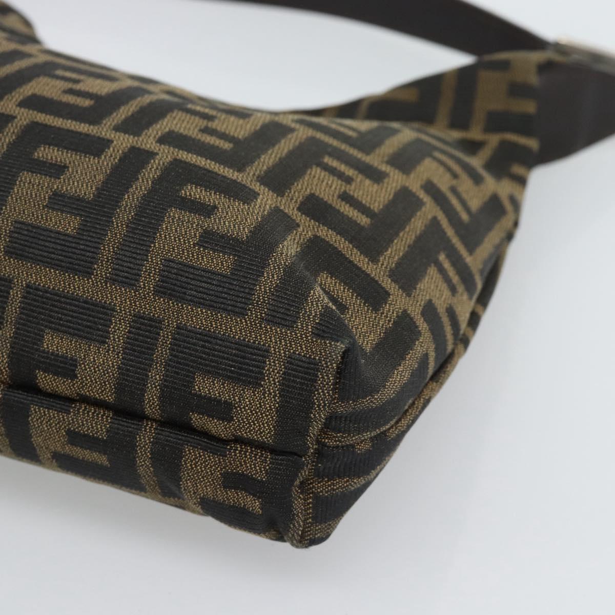 FENDI Zucca Canvas Shoulder Bag Black Brown Auth 185661V