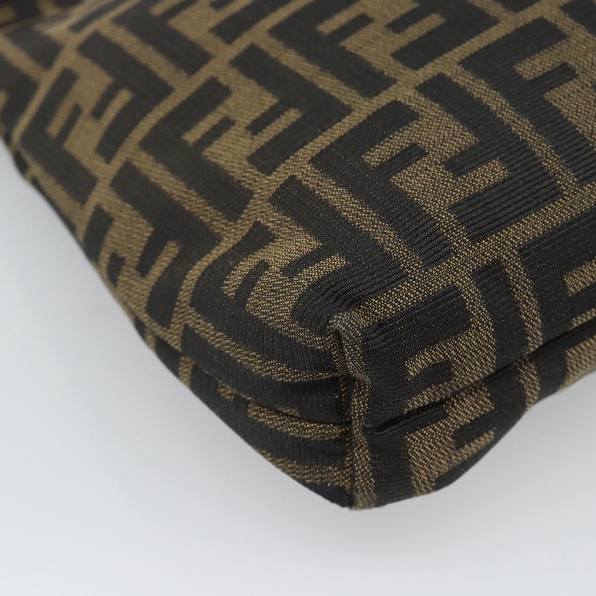 FENDI Zucca Canvas Shoulder Bag Black Brown Auth 185661V