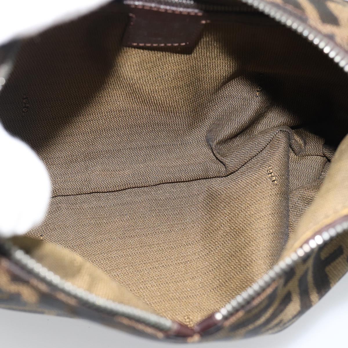 FENDI Zucca Canvas Shoulder Bag Black Brown Auth 185661V