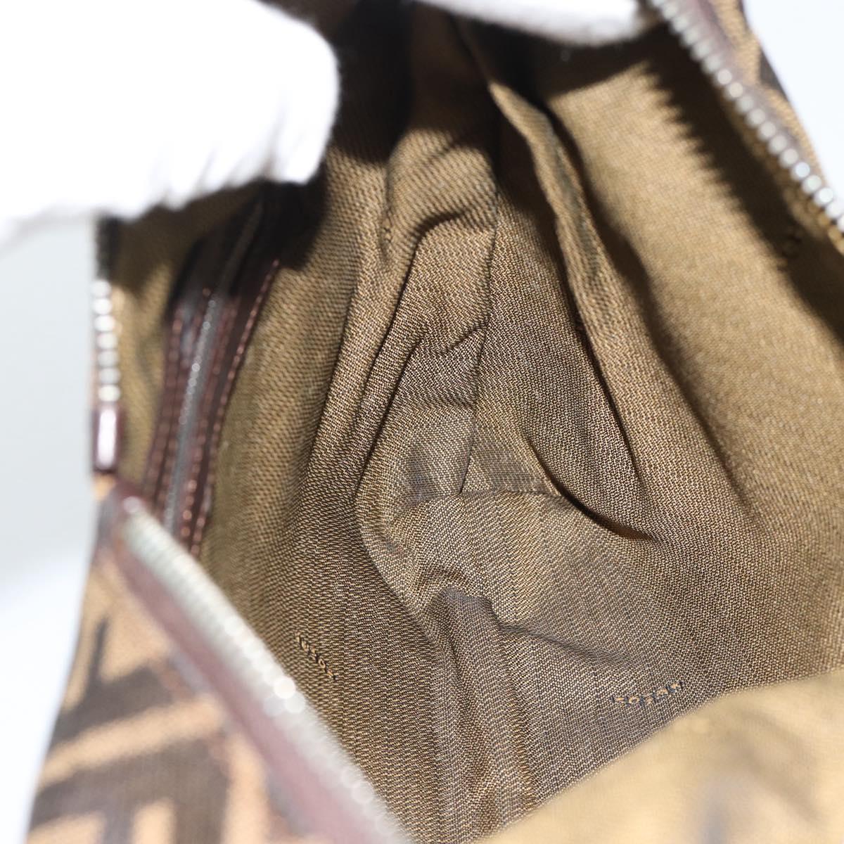 FENDI Zucca Canvas Shoulder Bag Black Brown Auth 185661V