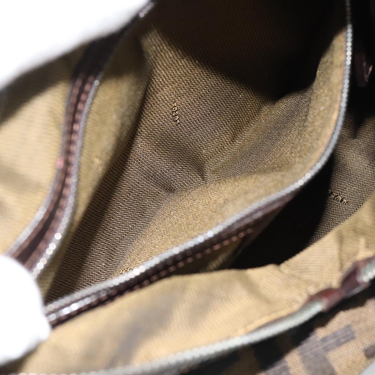 FENDI Zucca Canvas Shoulder Bag Black Brown Auth 185661V