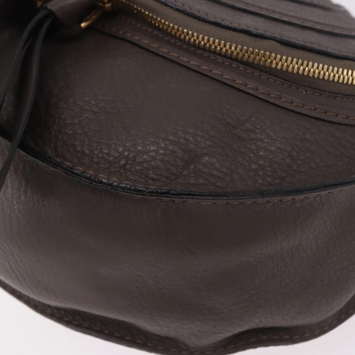 Chloe Marcie Shoulder Bag Leather Brown Gold Auth 185662V