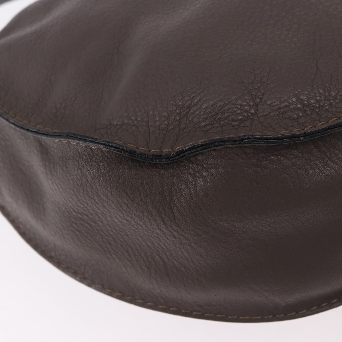 Chloe Marcie Shoulder Bag Leather Brown Gold Auth 185662V