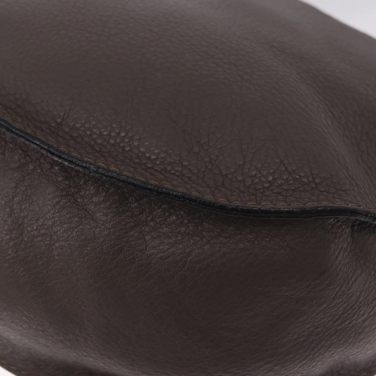 Chloe Marcie Shoulder Bag Leather Brown Gold Auth 185662V