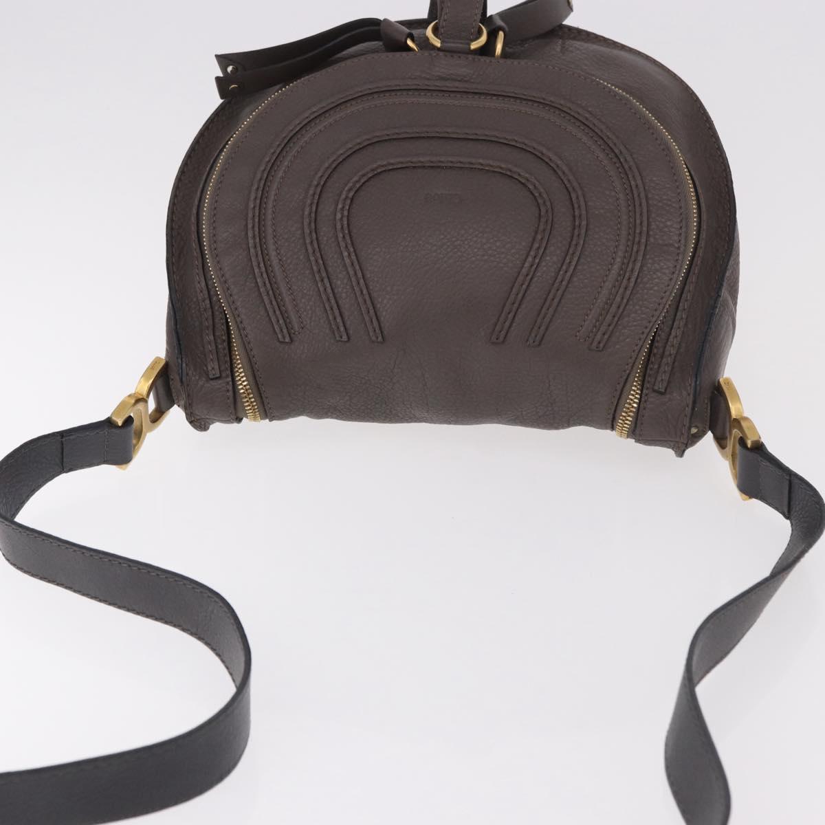 Chloe Marcie Shoulder Bag Leather Brown Gold Auth 185662V