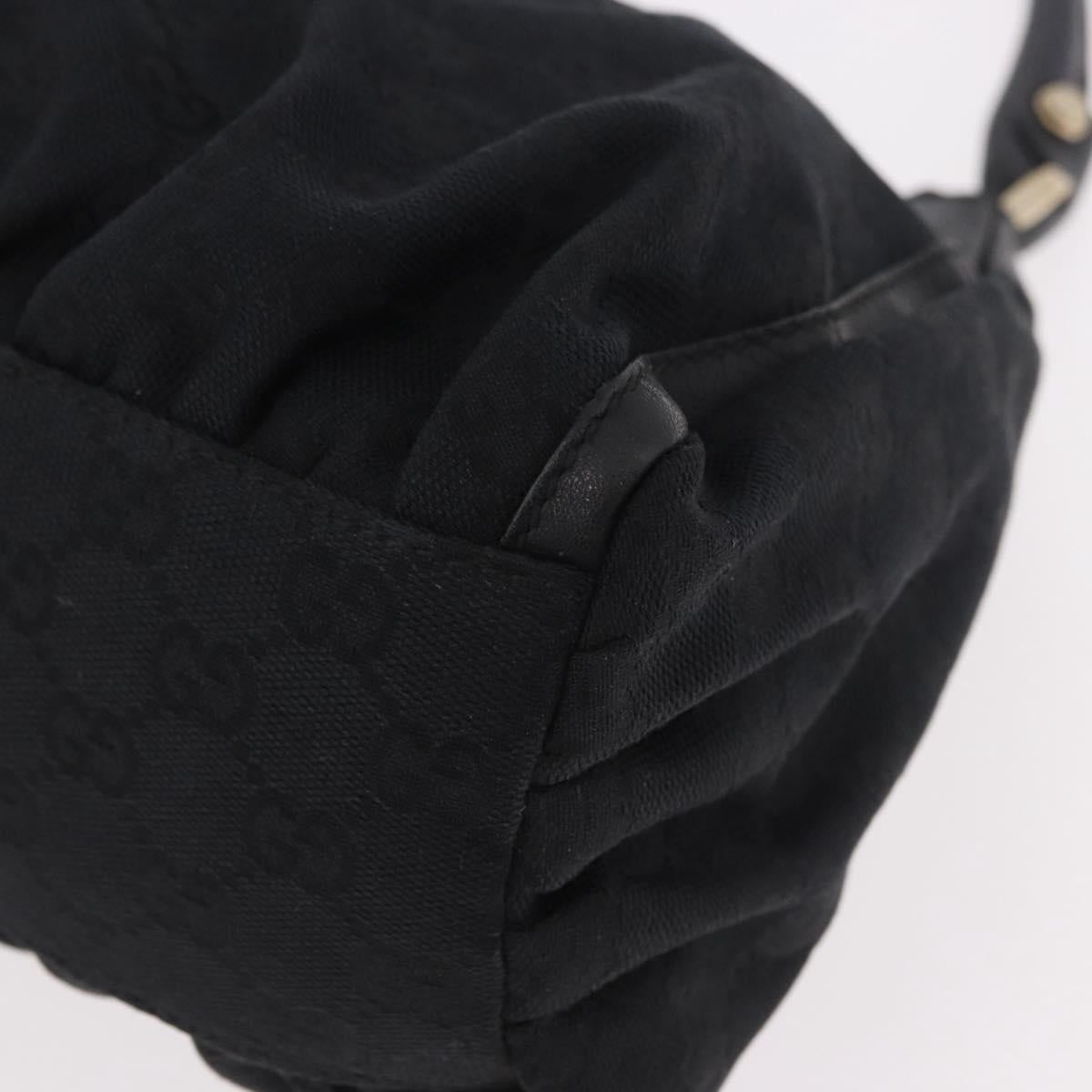 GUCCI GG Canvas Abbey Shoulder Bag Black Gold 190525 Auth 185668V