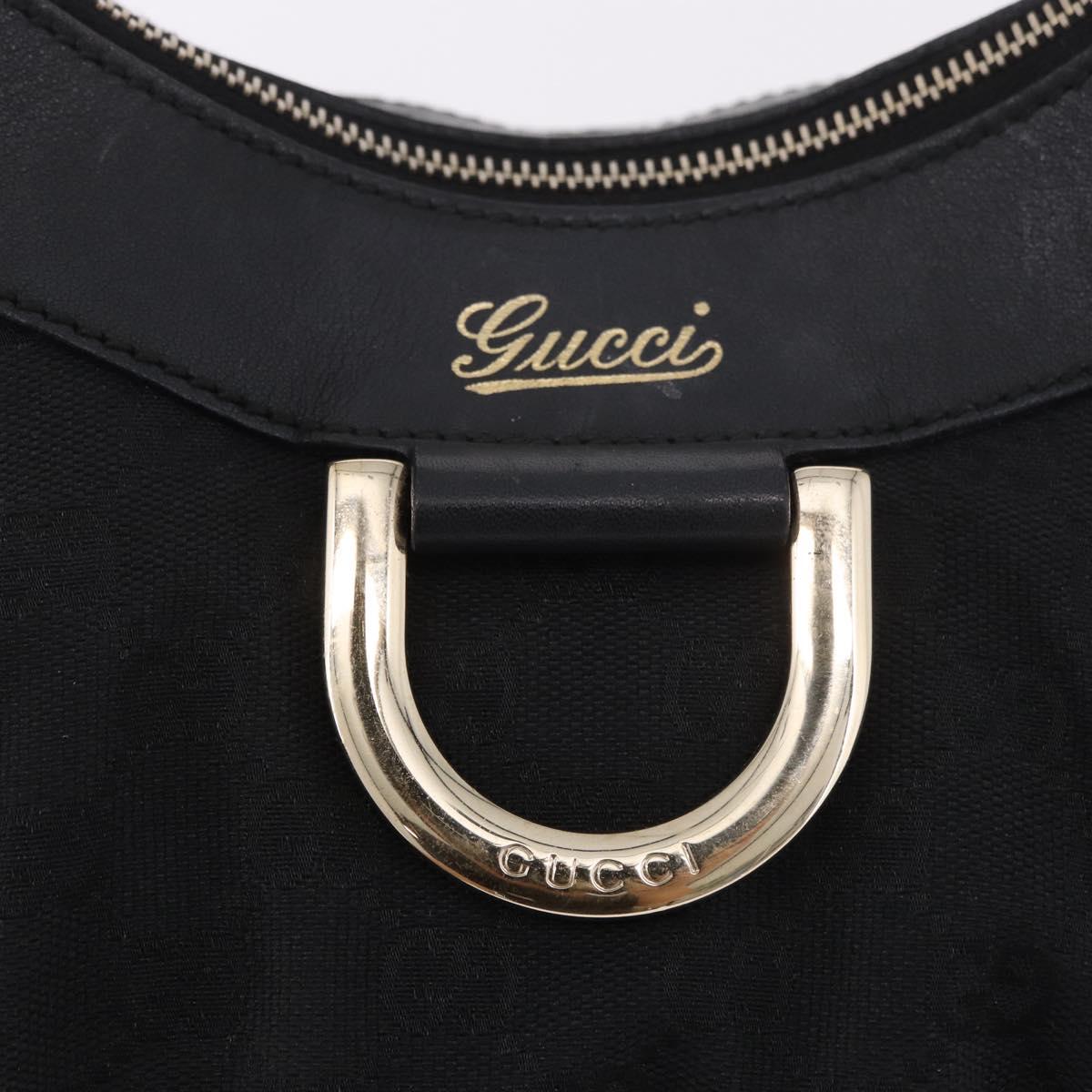 GUCCI GG Canvas Abbey Shoulder Bag Black Gold 190525 Auth 185668V